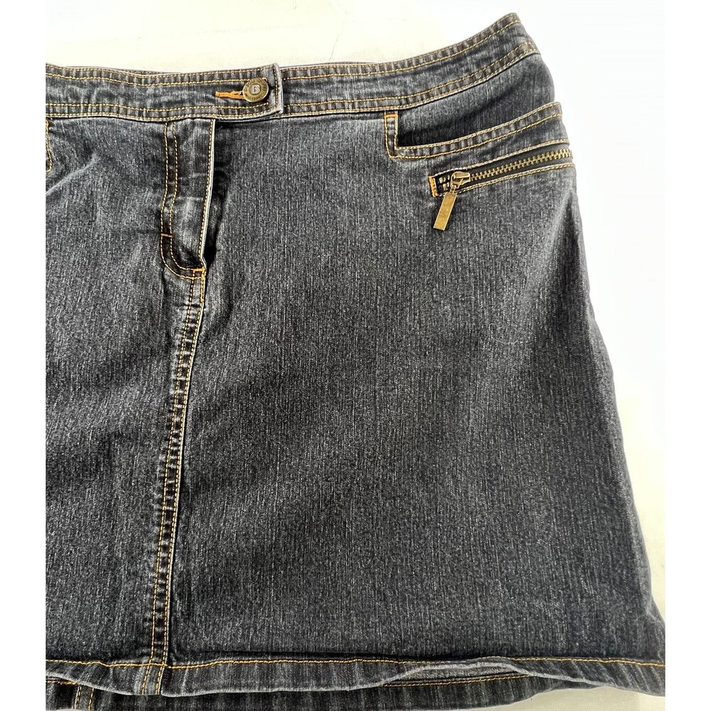 Bisou Bisou Womens Flat Front Dark Blue Denim 15" Skirt Size 16 - Picture 8 of 8